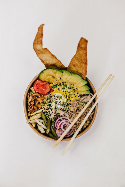 Flat lay photography with a beautifully arranged bowl of vibrant vegetables