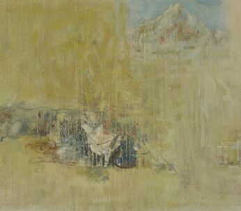 Cesare Lucchini, internal - the fall, 2014, olio su tela, 166,5 x 237 cm