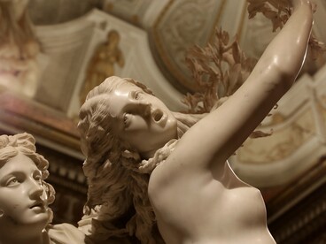 Gianlorenzo Bernini, Apollo e Dafne, 1622-1625. Particolare del volto di Dafne. Galleria Borghese, Roma, Italia