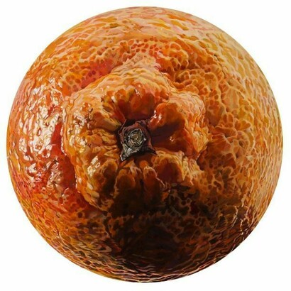 Claudio Cintoli - _Arancio_ - 1973 - acrilico su tela e legno sagomato - 100 Ø cm - Collezione Sanfelice di Bagnoli.  