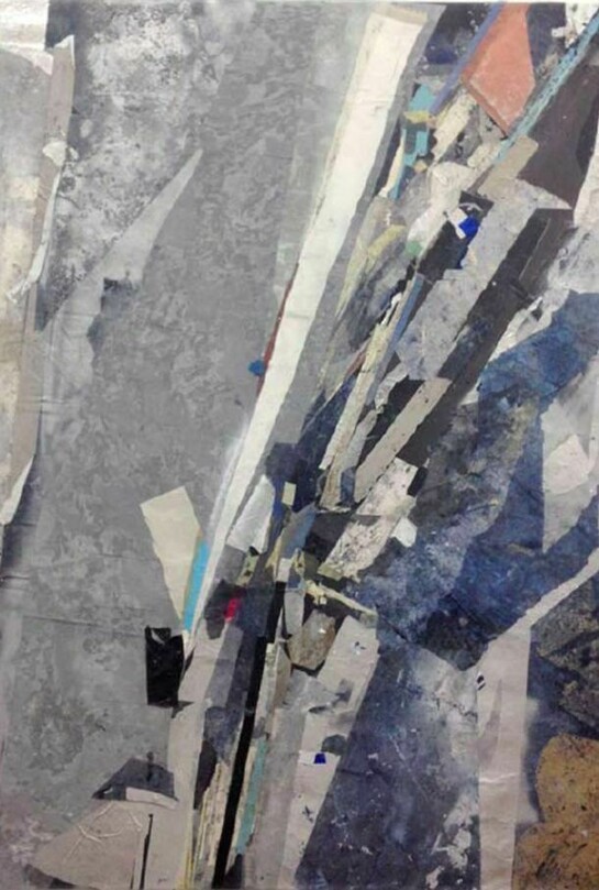 Redactor IV, 2013, enamel, acrylic, crystalina, glass powder, pigment, cold wax, glass film, tape, and vinyl