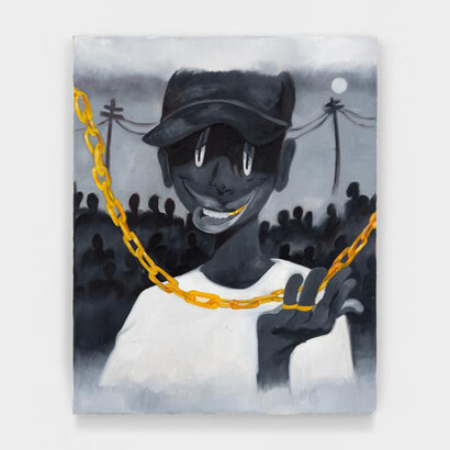 Obi Agwam, Love Taken, Love Lost,
2023. Oil on canvas,
20”h x 16”w (51 x 40½cm). Courtesy of the artist and Harkawik Gallery