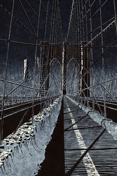Anne Desmet, Brooklyn Bridge: Night Ice, 2015