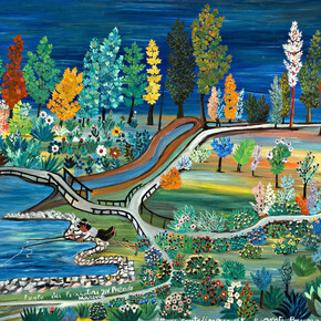 Bruno Rovesti, Punta dei pescatori in palude marina, 1965, cm 90 x 140. Courtesy of Museo Antonio Ligabue