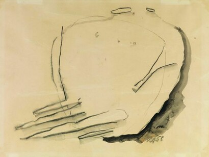 Kenneth Armitage, Study for Seated Figures, 1958, Charcoal and wash