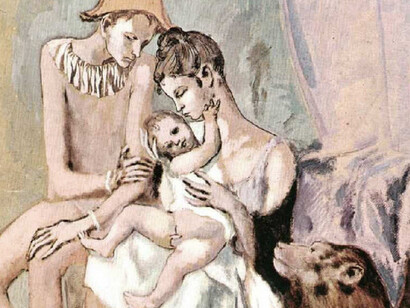 Famiglia di acrobati con scimmia