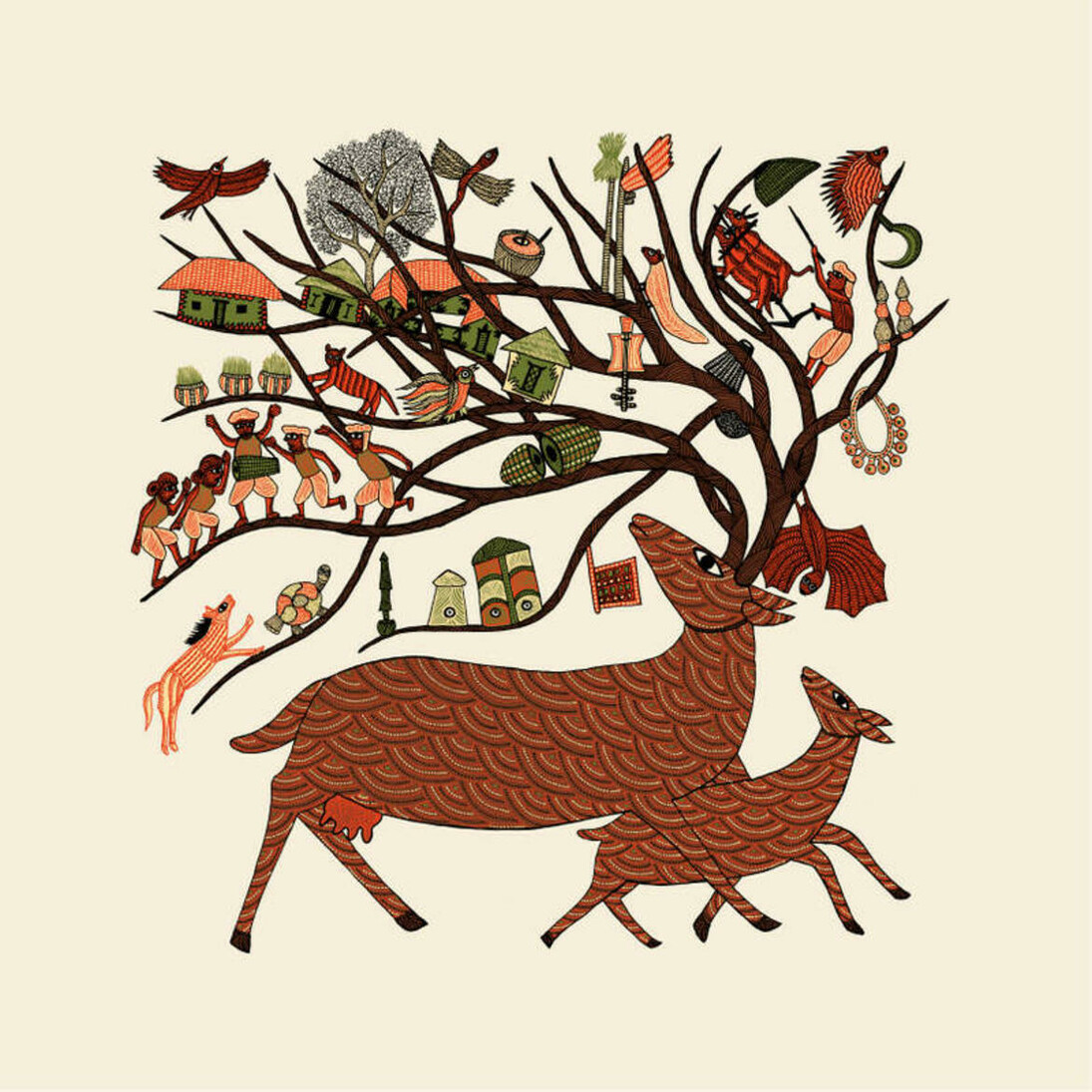 Dal libro "Creazione", Salani, illustrato da Bhajju Shyam - arte Gond (India centrale)