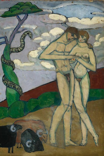 Jeanne Hébuterne, Adamo ed Eva 1919 Olio su cartone, cm 81,5 x 59,8 Firmato al recto © Pinacothèque de Paris /Fabrice Gousset