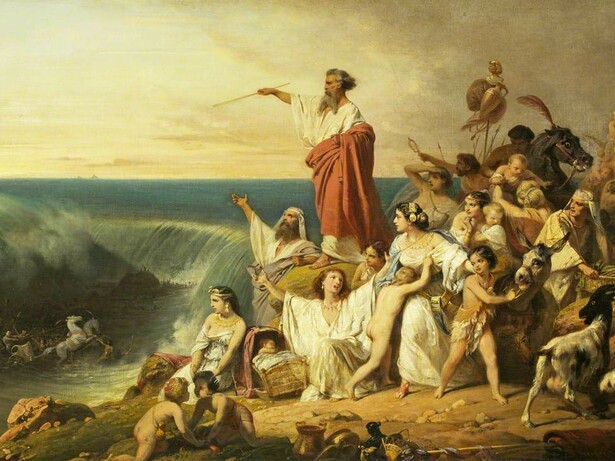 Henri Frédéric Schopin (1804-1880). "Moisés y los hijos de Israel cruzando el Mar Rojo", 1855. Pintura óleo sobre tela. Bristol Museum & Art Gallery, Bristol, Reino Unido
