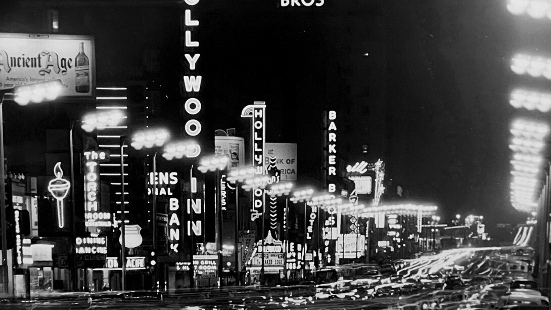Julian Wasser, Hollywood Blvd at night (detail), 1961. Courtesy of Craig Krull Gallery