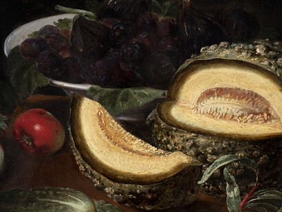 Fede Galizia, Still life with apples, pears, figs and melon, c. 1625-30, detail
