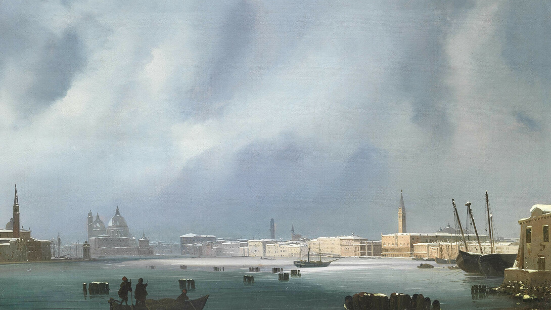 Ippolito Caffi, Venice under the snow, c1845-1850. Exhibited by Alessandra Di Castro
