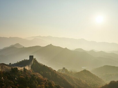 Panorama con  vista della muraglia cinese, Cina