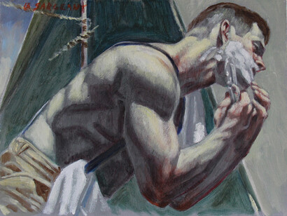 Copyright Mark Beard, [Bruce Sargeant (1898-1938)] Shaving n.d., oil on canvas, Courtesy of ClampArt, New York City