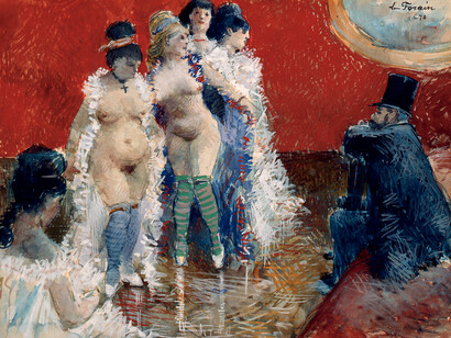 Jean-Louis Forain, The Customer, 1878, watercolour and gouache on paper, 9 ¾ × 12 ¾ in., collection of the Dixon Gallery and Gardens, Memphis