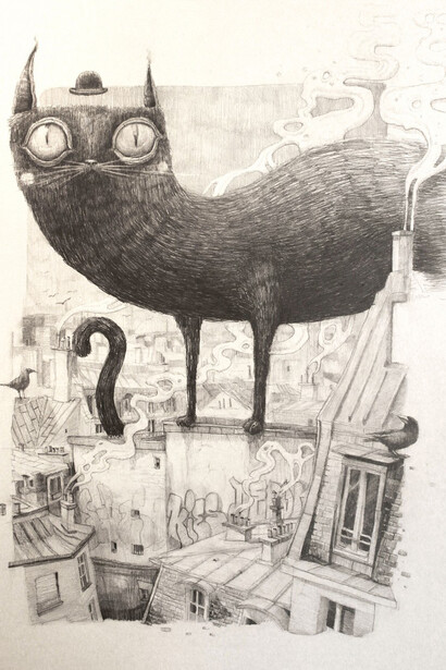 Dulk, Black cat,
Pencil on paper,
50 X 70 cm, 2015