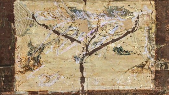 Martin Facey, “Ironwood”, Acrylic, mixed media, fabric on panel, 45 x 74 inches, 2013