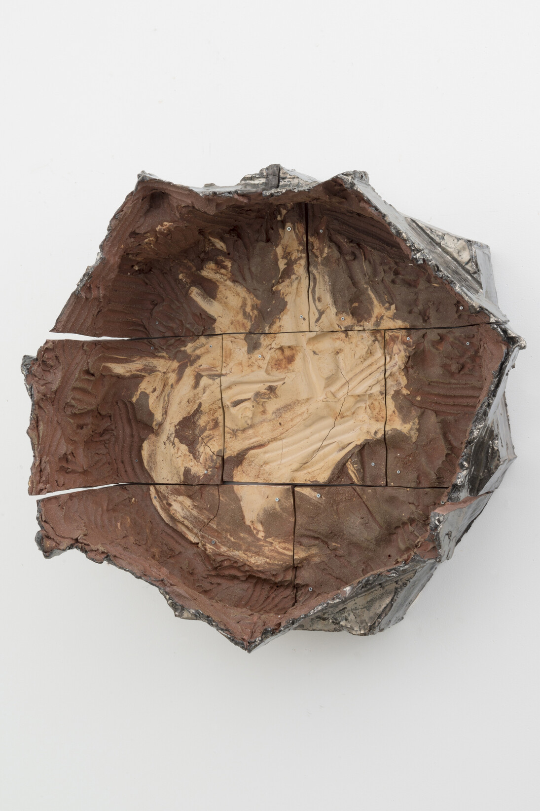 Brie Ruais, How to Make a Vessel from the Inside, 132lbs, 2014, Glazed ceramic, hardware, 31 x 33.5 x 12.5 inches, 78.7 x 85.1 x 31.8 cm, courtesy the artist and Nicole Klagsbrun, photo credit Adam Reich
