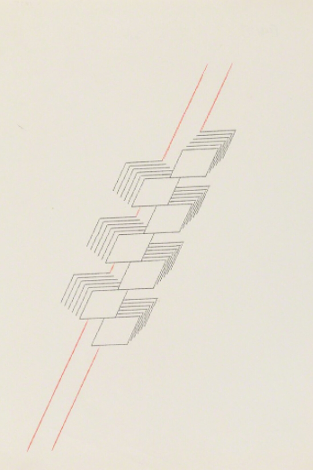 Dom Sylvester Houédard, seven stacked squares on two lines, ca. 1972. Courtesy of Richard Saltoun Gallery