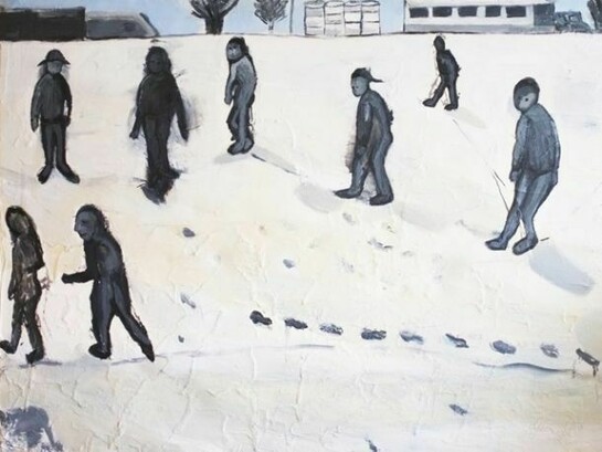 Shaun Ellison, “Fun in Bushwick (on a Wretched Day)”, 50” by 72”, mixed media on canvas, 2013 Copyright: Shaun Ellison. Courtesy: Anna Zorina Gallery, New York City