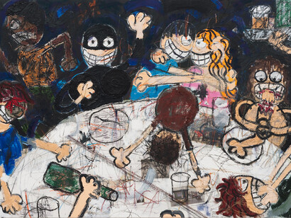 Jay Stuckey, “Dinner Party II”, 33” by 45”, oil on canvas 2012. Copyright: Jay Stuckey. Courtesy: Anna Zorina Gallery, New York City