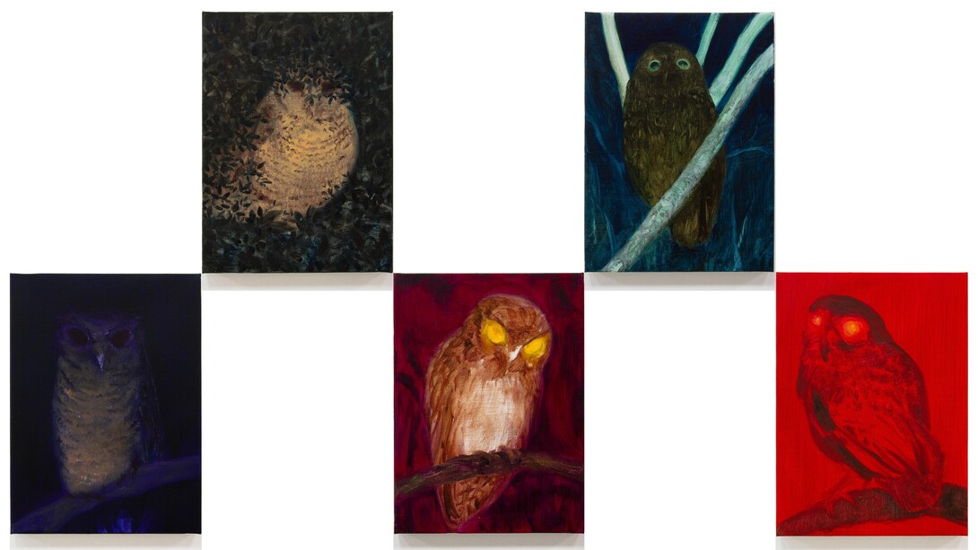 Xie Lei, I Will Be Your Mirror 8, oil on canvas, 5 paintings, each 33x24cm, 2018-2019