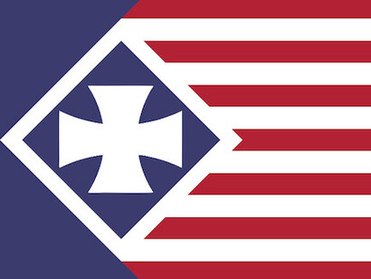 Reinterpretación de la bandera de los EE. UU. al estilo de los regímenes fascistas