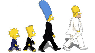 La familia Simpson recrea la portada del álbum «Abbey Road» de The Beatles