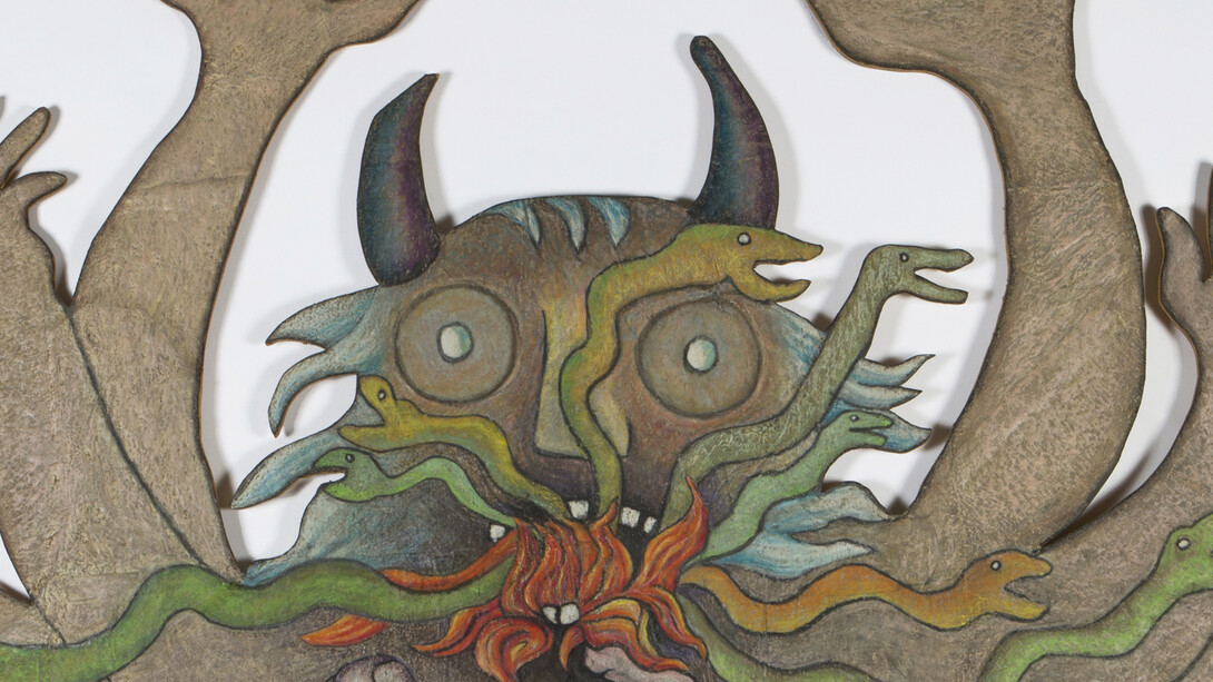 Enrico Baj, Cacacazzo, particolare, 1978, cm 218x200. Courtesy of Palazzo Leone da Perego