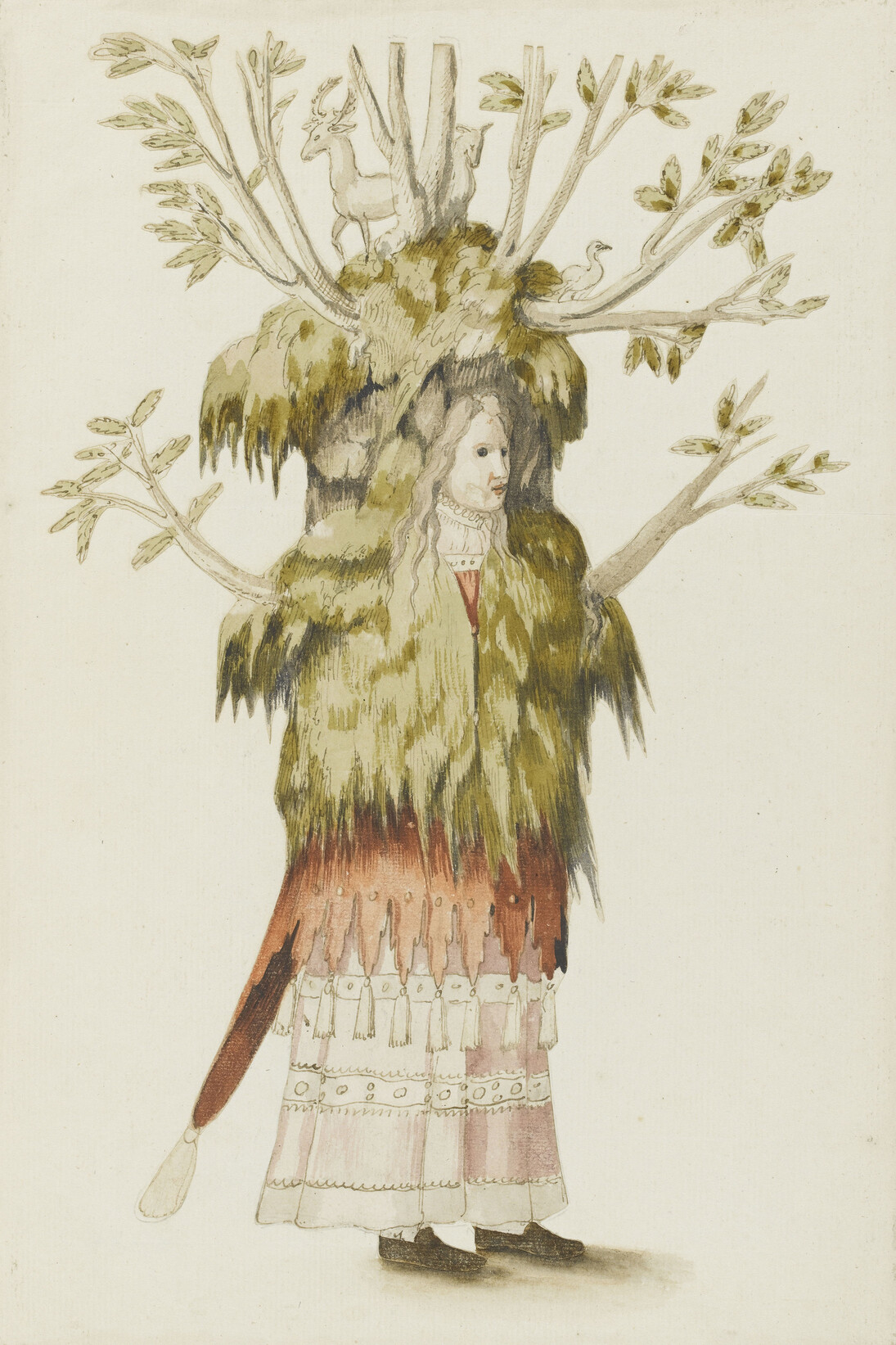 Entourage de Francesco Primaticcio, dit Primatice, Personnage costumé en bosquet ou en forêt, Paris, Musée du Louvre, département des Arts gra-phiques, collection Edmond de Rothschild, 1633 DR, © RMN-Grand Palais (musée du Louvre) / Thierry Le Mage