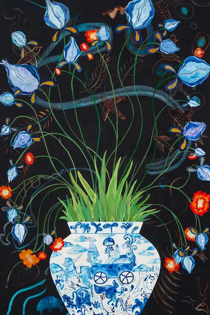 Nancy Friedemann-Sánchez, Dream map and cornucopia with carriage (detail), 2026. Courtesy of Rebecca Camacho Presents