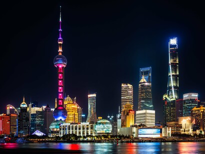 The vibrant night skyline of Shanghai, China, reflecting China's emergence as a leading center of finance, innovation and global influence
