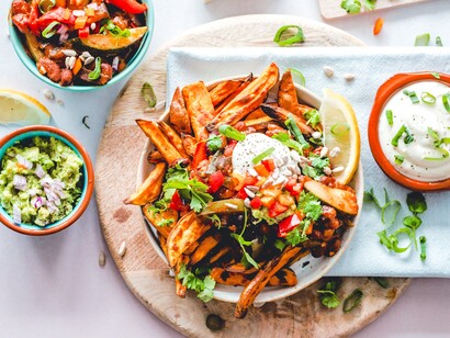 Croutons com saladas e molhos