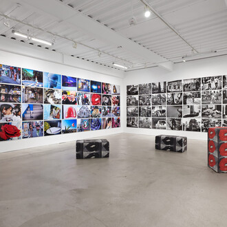 Moriyama Daido, Dog and man, exhibition view. Courtesy of Casemore Gallery 