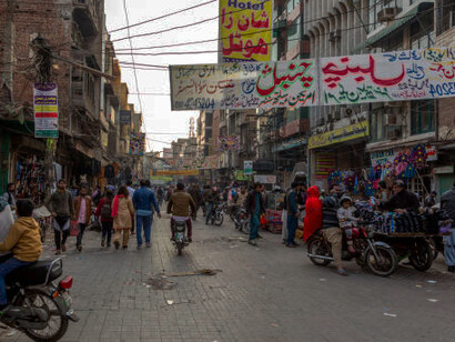 Busy Anarkali Street in Pakistan, teeming with people