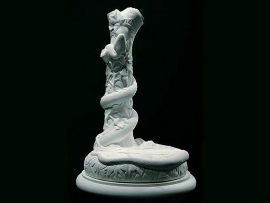 Lily Cox-Richard, The Stand: Eve Tempted, 2013, Carved plaster, 71 1/2 in. high x 25 in. wide x 25 in. deep