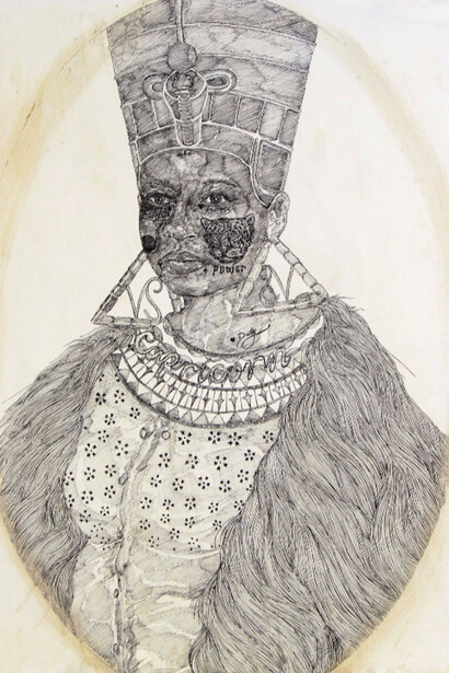 Umar Rashid (Frohawk Two Feathers)
Isabel, Queen of Harlem. The good mother we all wished we had. Messier no.41, 2017. Courtesy of Johannes Vogt Gallery
