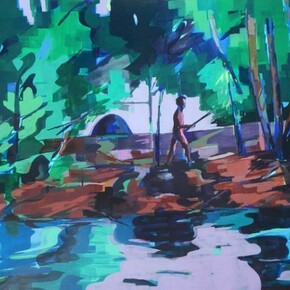 Eyal Sasson, Riverbank, 2013, acrylic on paper, 80 x 120 cm