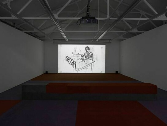 Erik van Lieshout, The Workers, HD film, colour, sound with carpet installation, 52 minutes, edition of 3 + 1 AP (1/3), 2014, © the artist, courtesy Maureen Paley, London
