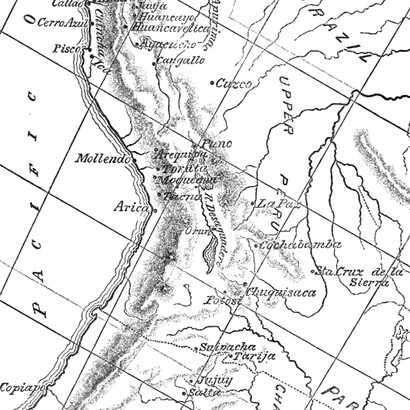 Bartolomé Mitre, Historia de San Martín, Mapa del Virreinato del Perú, incluyendo el Alto Perú (detalle), 1893