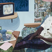 Njideka Akunyili Crosby, Super blue omo (detail), 2016. Courtesy of Norton Museum of Art