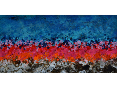 Marie Danielle Leblanc, Annapurna Base Camp, Mixed Media on Wood Panel, 30 x 60, 2015