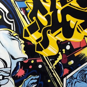 CEPT, The Force Within (detail), Acrylic, enamel & varnish on wood, 125 x 125 cm, Image courtesy Saatchi Gallery, London