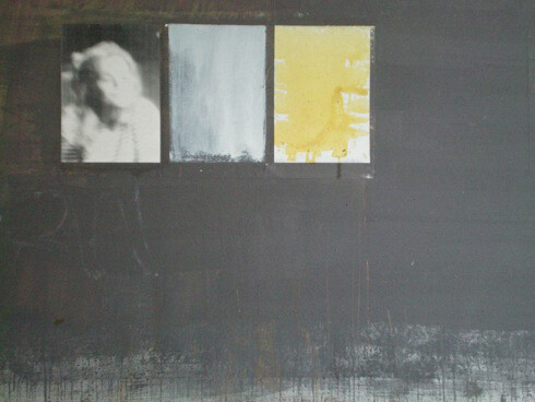 Gareth Lloyd, Dreaming Milk & Honey, 2014, Print, paper, oil, graphite and gesso, milk & honey on Masonite, 152 x 91 cm with oak frame 