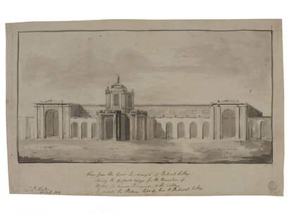 Sir John Soane, Perspective of the East Front of Dulwich Picture Gallery, 1812, Pen and ink, and wash, 278 x 440mm