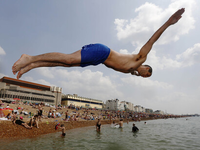 A swimmer in Brighton beach