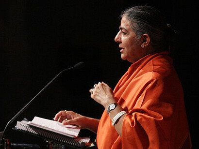 Vandana Shiva delivering a lecture at the 2012 Frontiers of Thought conference in Porto Alegre, Brazil