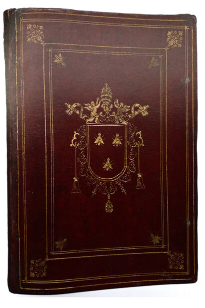 Legature, libro antico. Legatura con lo stemma di papa Urbano VIII (1623-1644)