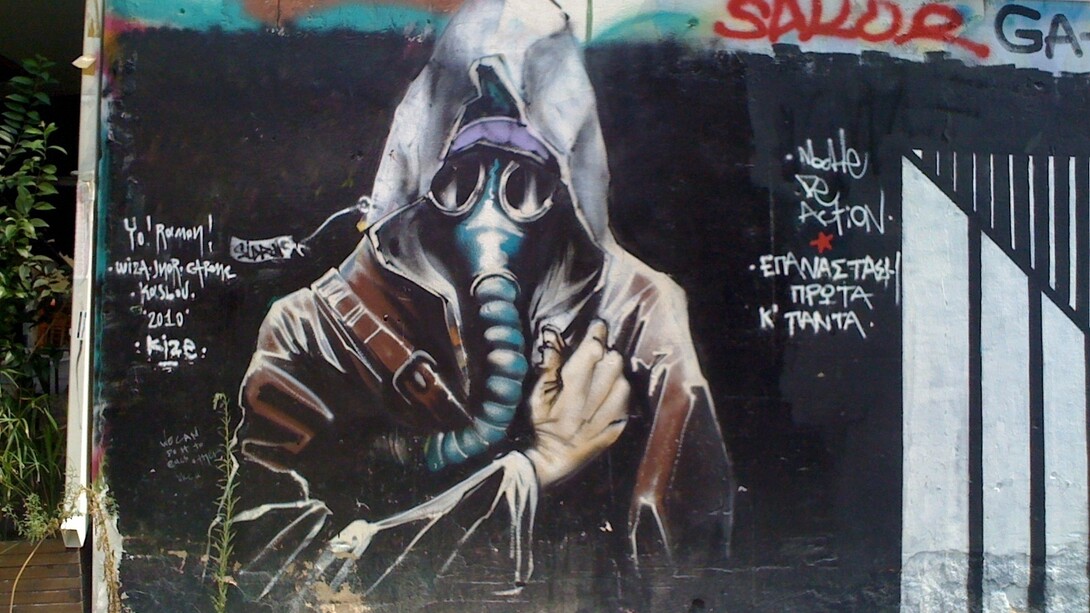 Atenas. Grafiti que reza "la revolución está llegando"