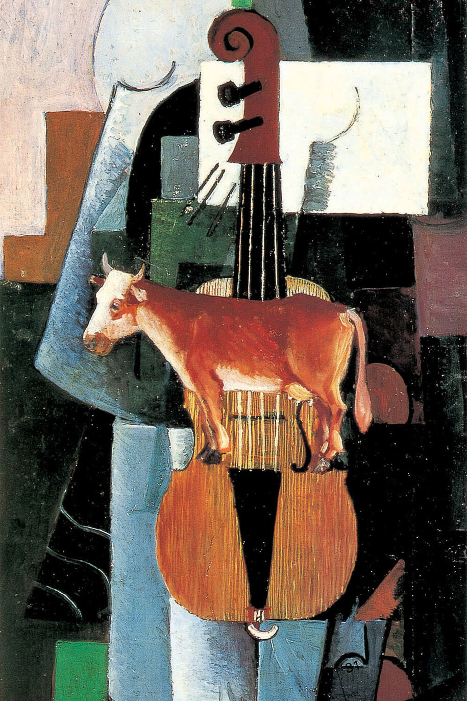 Kazimir Malevič, Mucca e Violino, 1913, Olio su tavola, 48,8 x 25,8 cm, Museo di Stato Russo, San Pietroburgo